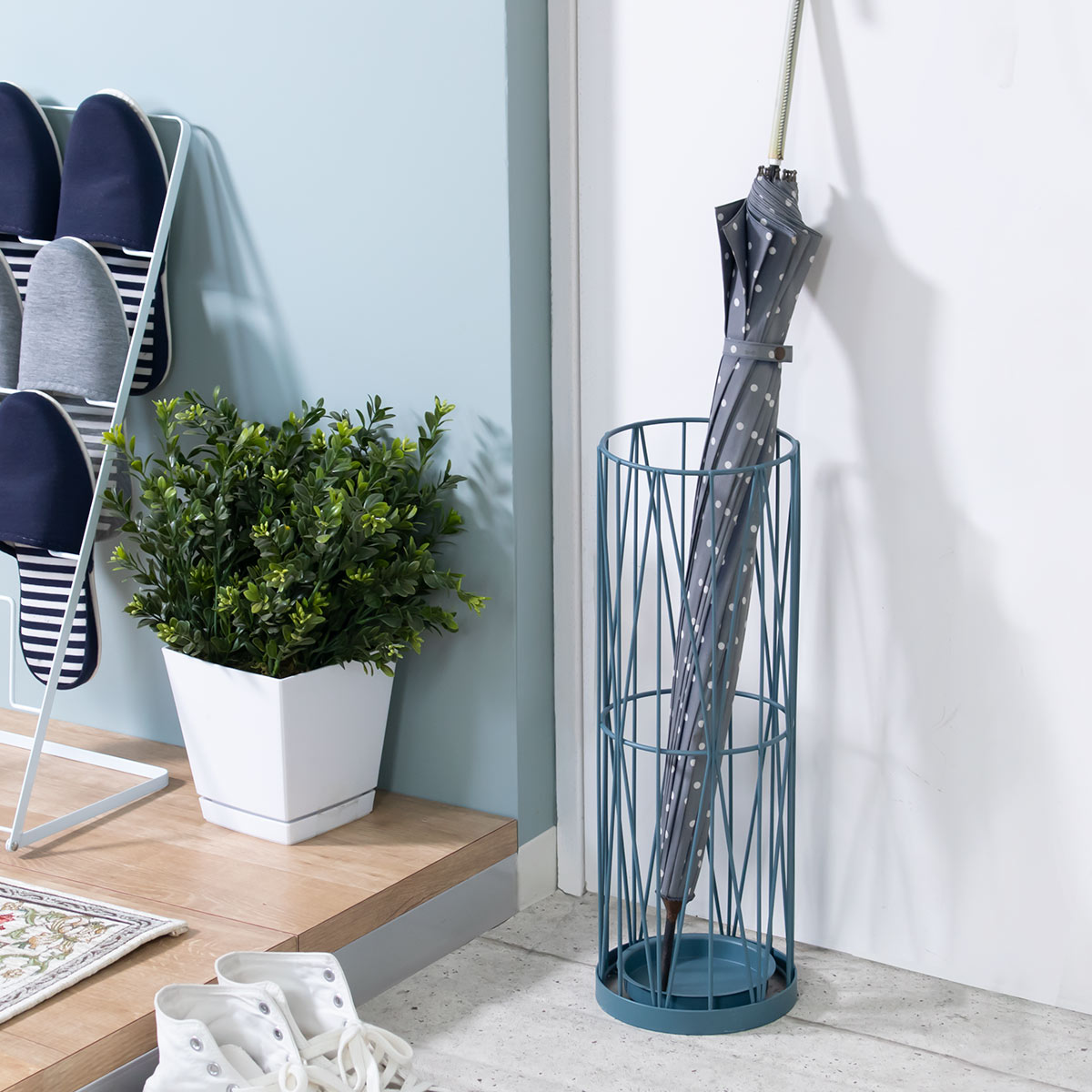 不二貿易（Fuji Boeki） 傘立て ウィル 円柱 受け皿付き （ アンブレラ