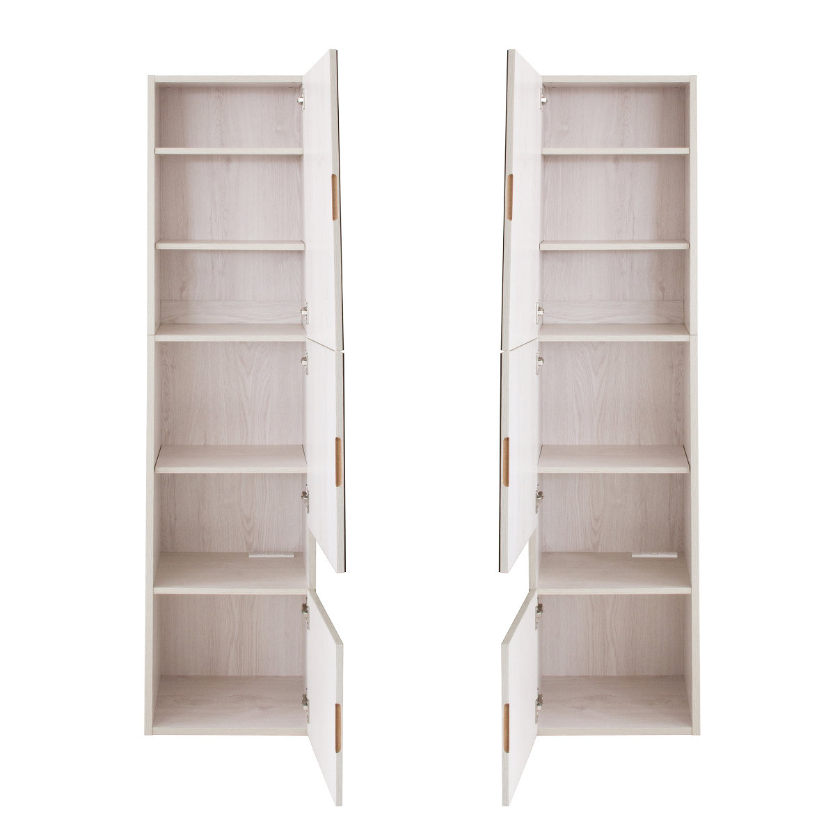 ホワイト木製ラック 5段 ミラー付き ミラー付きラック 5段 3枚扉 コンセント付 幅38cm （ 鏡付き リビング