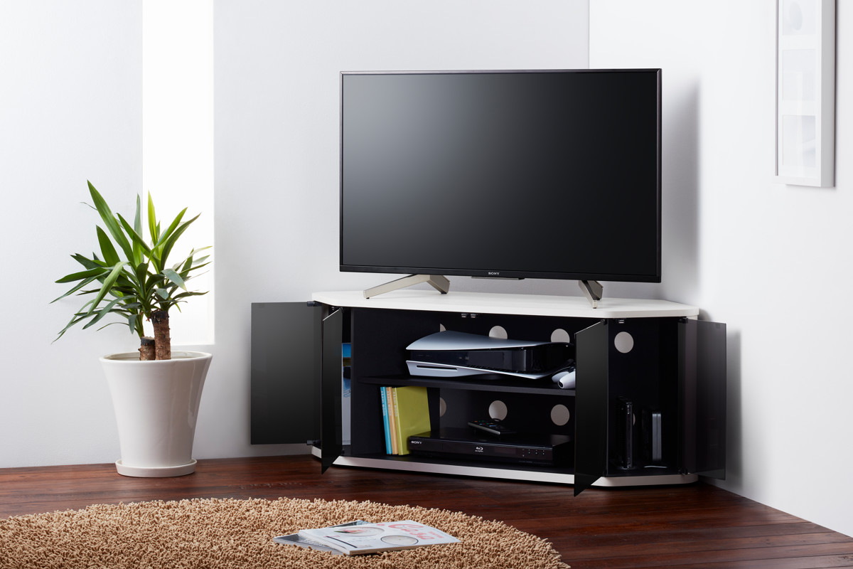 朝日木材加工 テレビ台 ローボード コーナー型 前面ダークガラス 幅