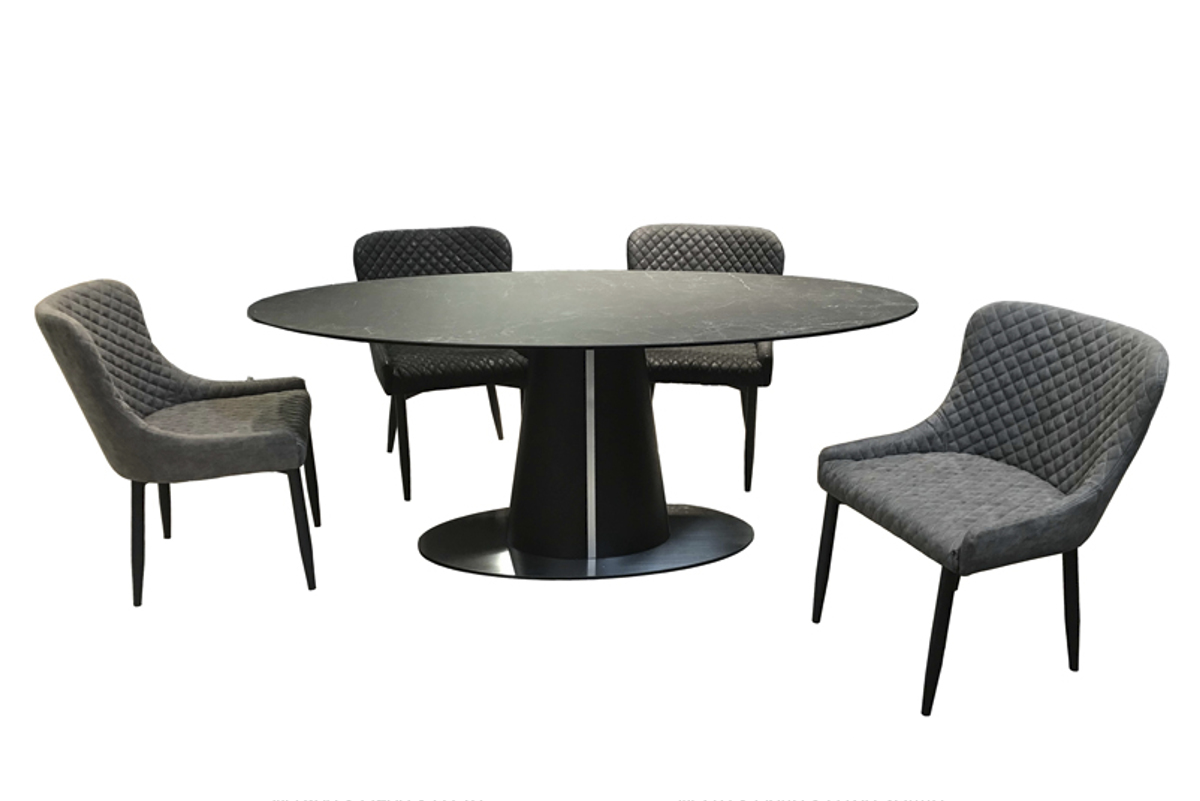 ダイニングテーブル 幅180cm セラミック天板 円形 大理石調 （ 開梱