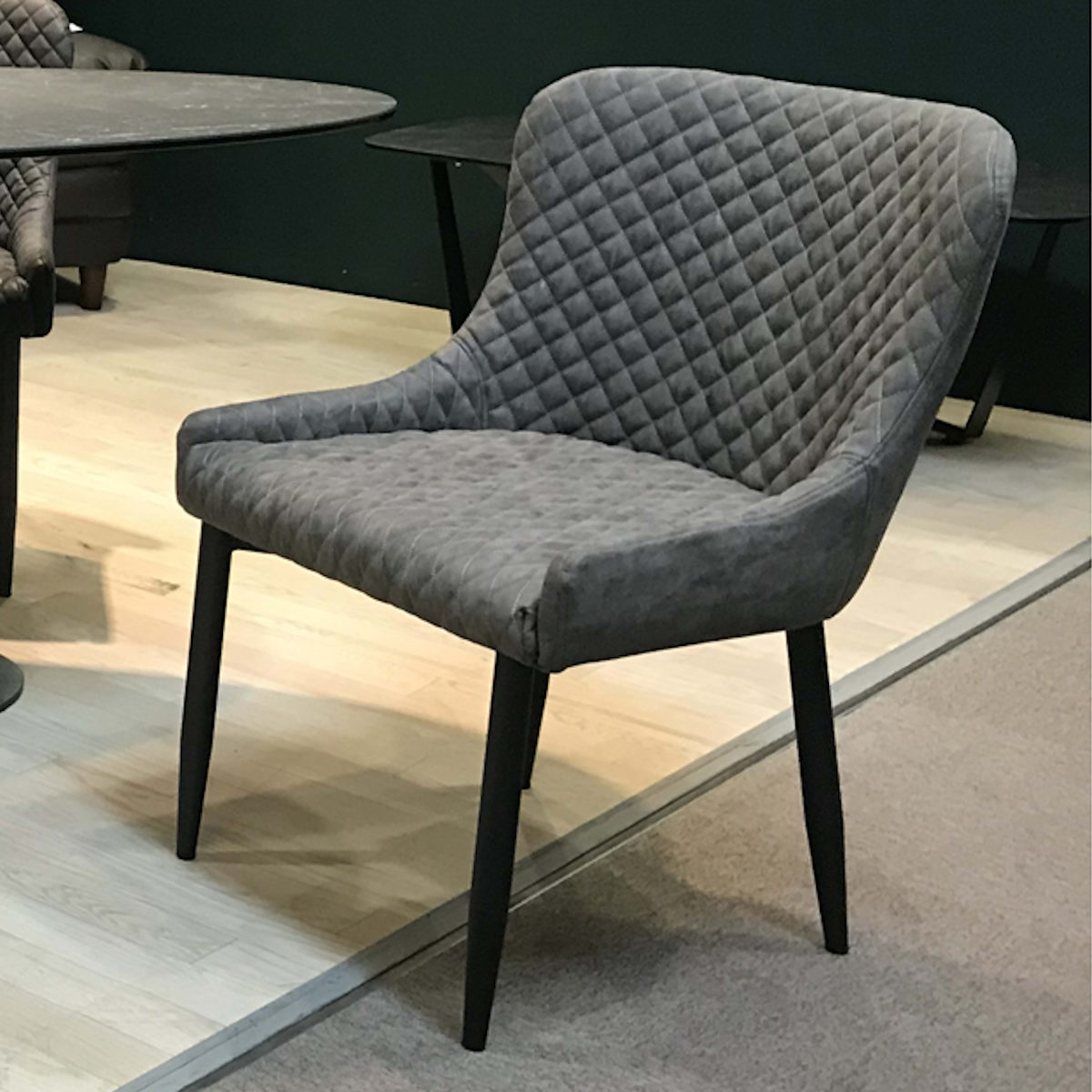 ダイニングチェア 2脚セット 座面高44cm レザー調 キルティング （ 開