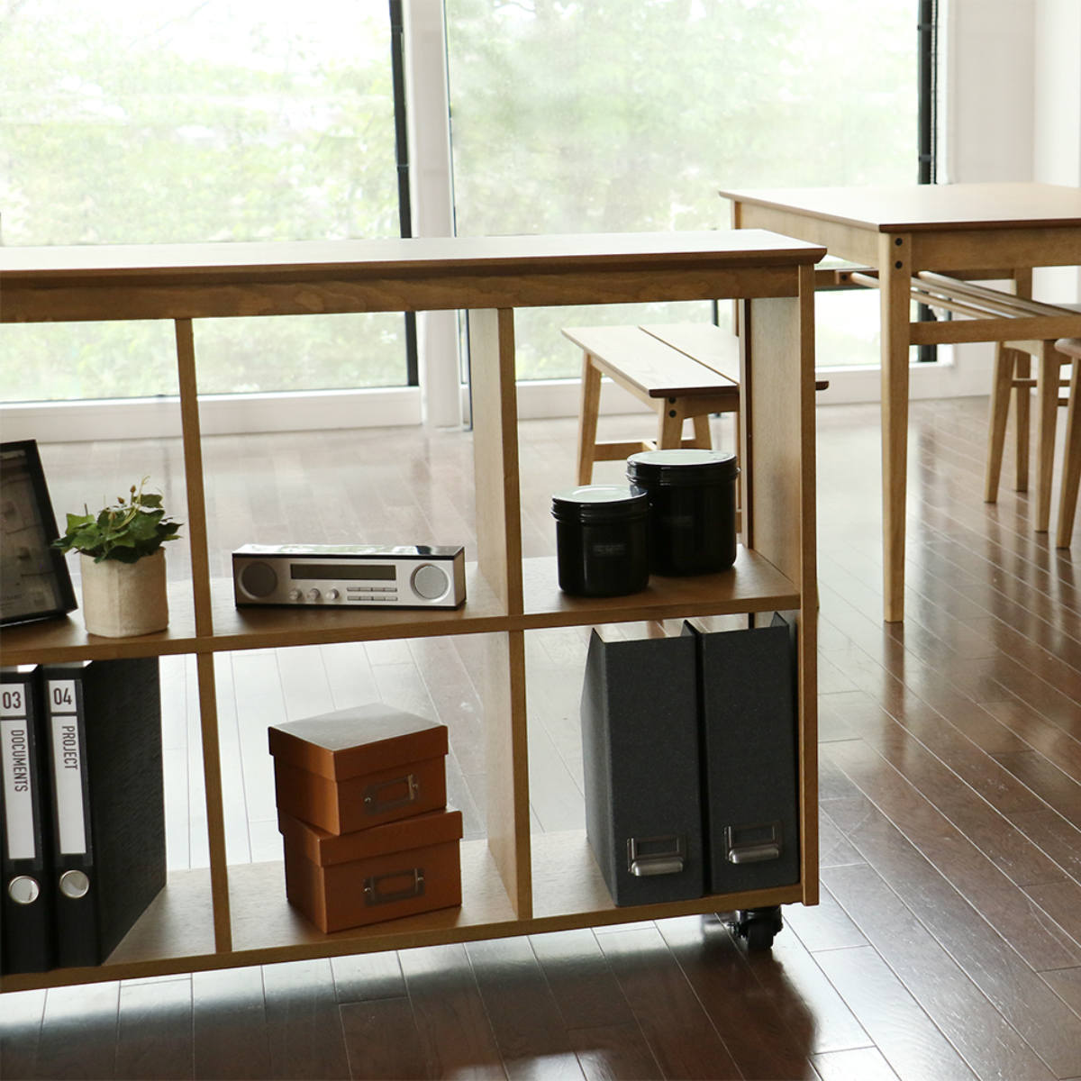 木製オープンシェルフ 6段 キャスター付き オープンラック 6段 木製 アイアン 棚 本棚 幅84cm 奥行35cm 高さ180cm