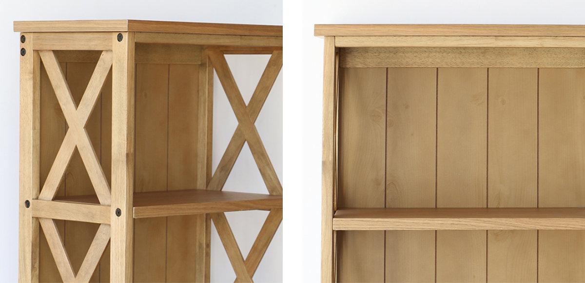 スリムラック 5段シェルフ 天然木 ヴィンテージ調 Rasic 幅48cm