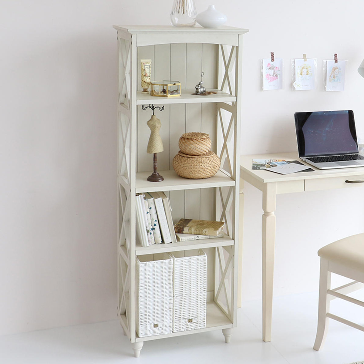 ICHIBA（市場） ラック 4段シェルフ 天然木 フレンチカントリー調 ine