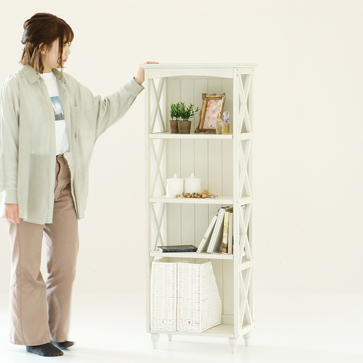 フレンチカントリー4段シェルフ 楽天市場】ラック 4段シェルフ 天然木 フレンチカントリー調 ine 幅