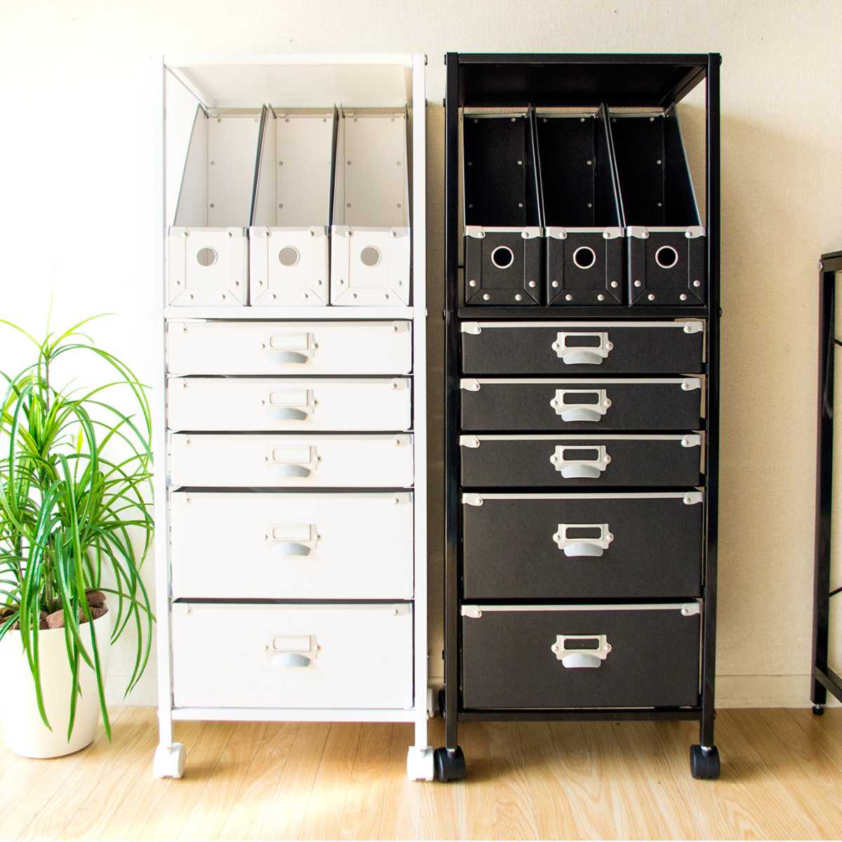 【値下げ】多段収納ケース 宮武製作所 宮武製作所 チェスト ファイルケース付き A4 5段 （ 幅39×奥行27.5×高