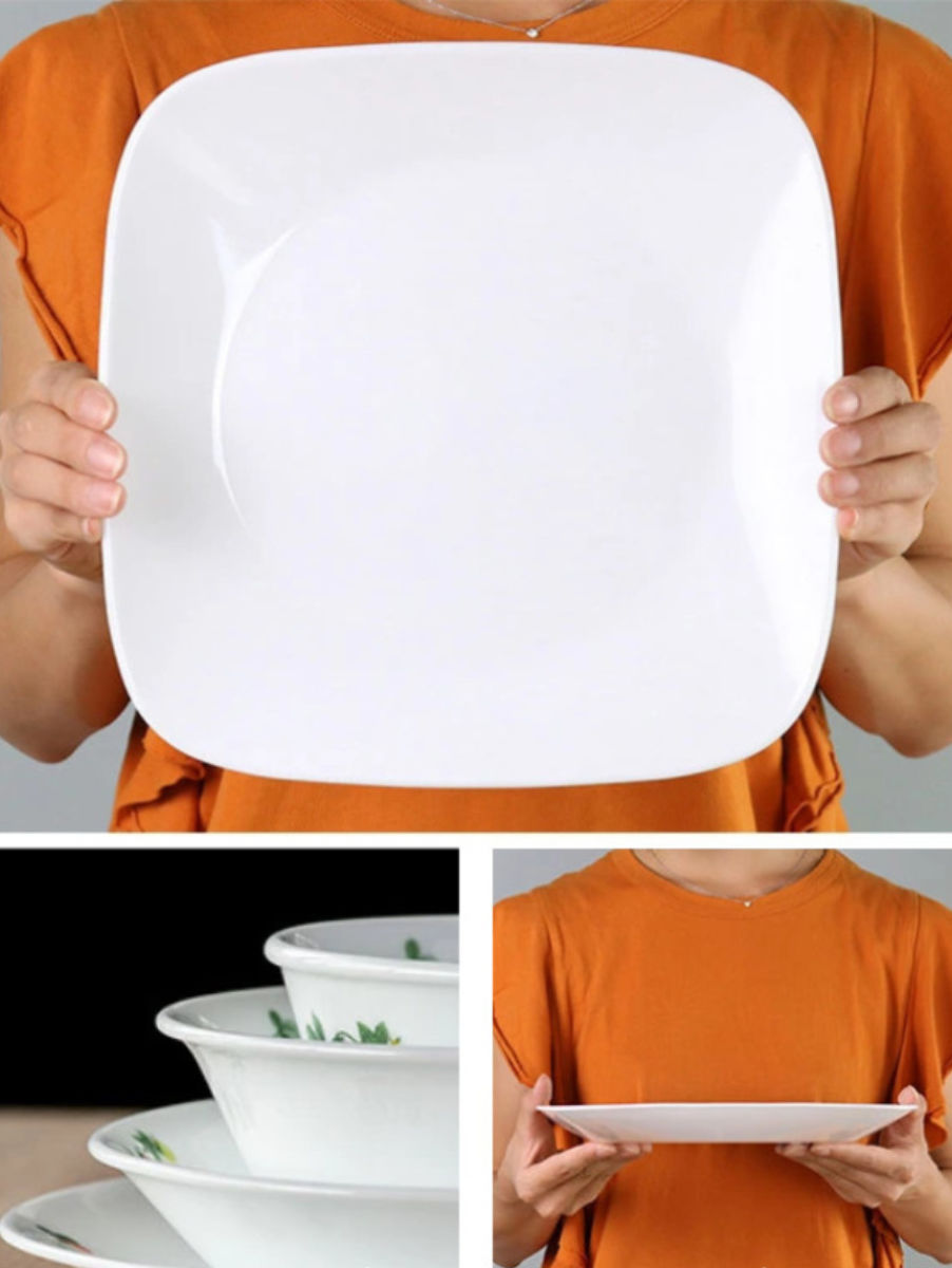 プレート 22.5cm スクエア CORELLE ケイユクッカ 強化ガラス （ 食洗機