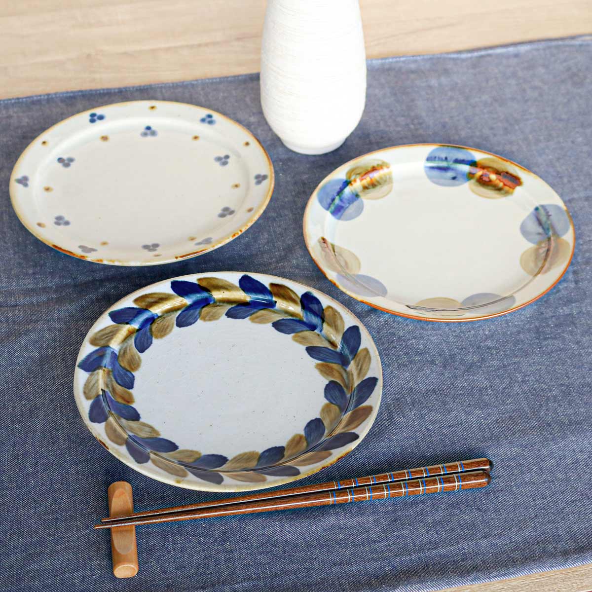 プレート 18.5cm 藍 陶器 波佐見焼 （ 食洗機対応 電子レンジ対応 皿