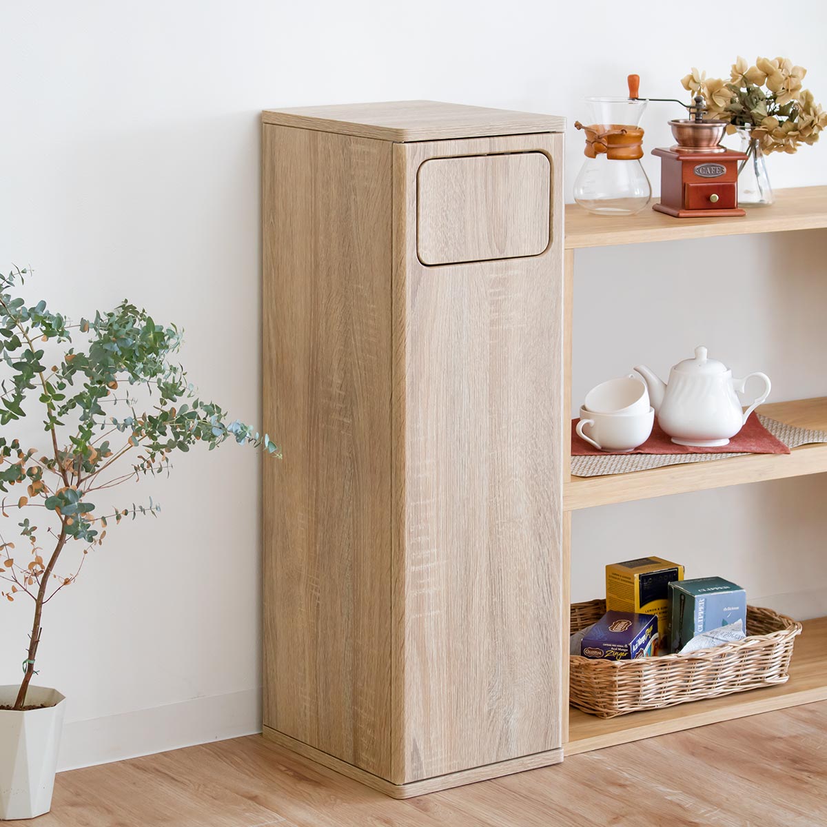 宮武製作所 ゴミ箱 45L Empro ふた付き 木目調 （ ごみ箱 45リットル