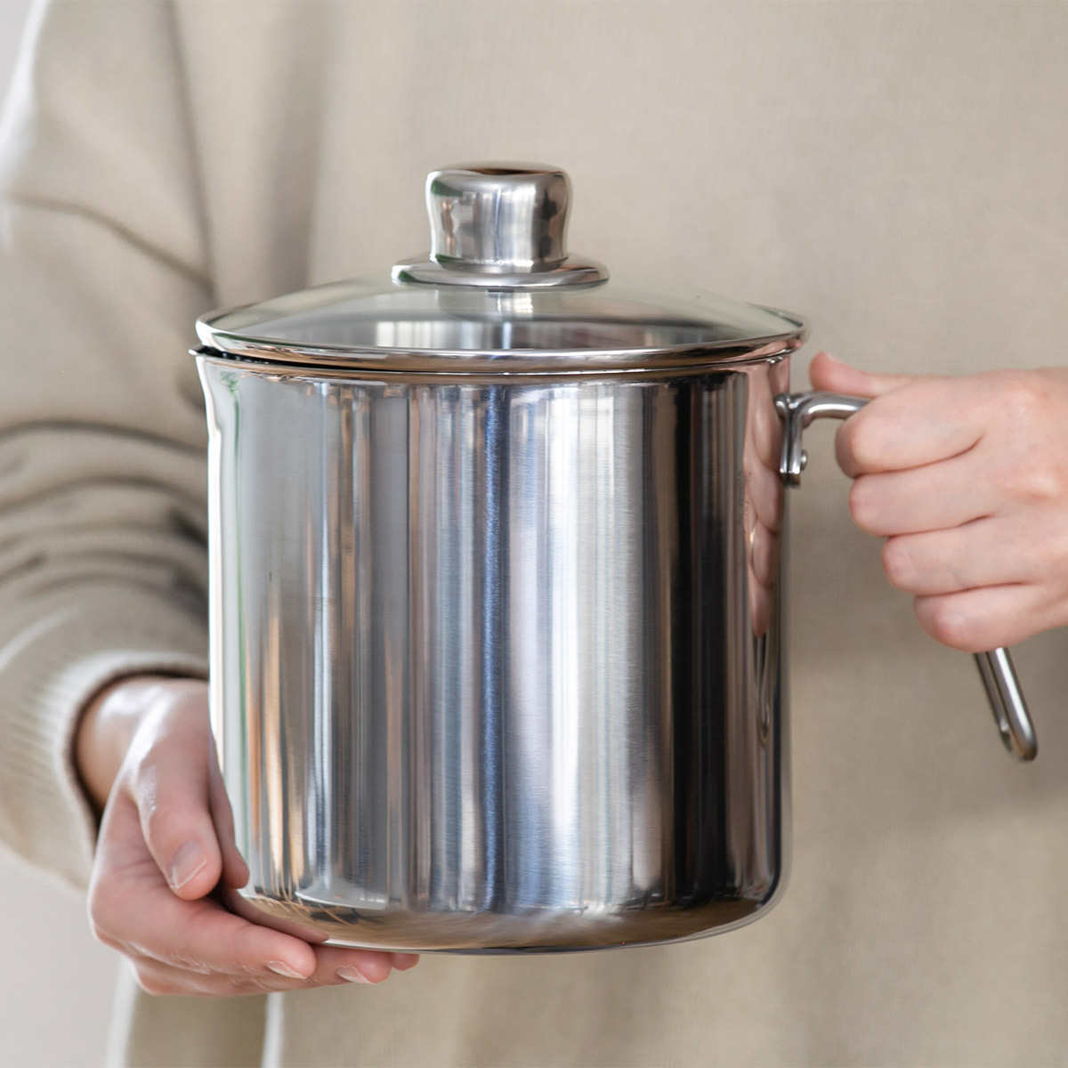 ヨシカワ 片手鍋 16cm 深型 IH対応 バンビーノ ディープポット ガラス