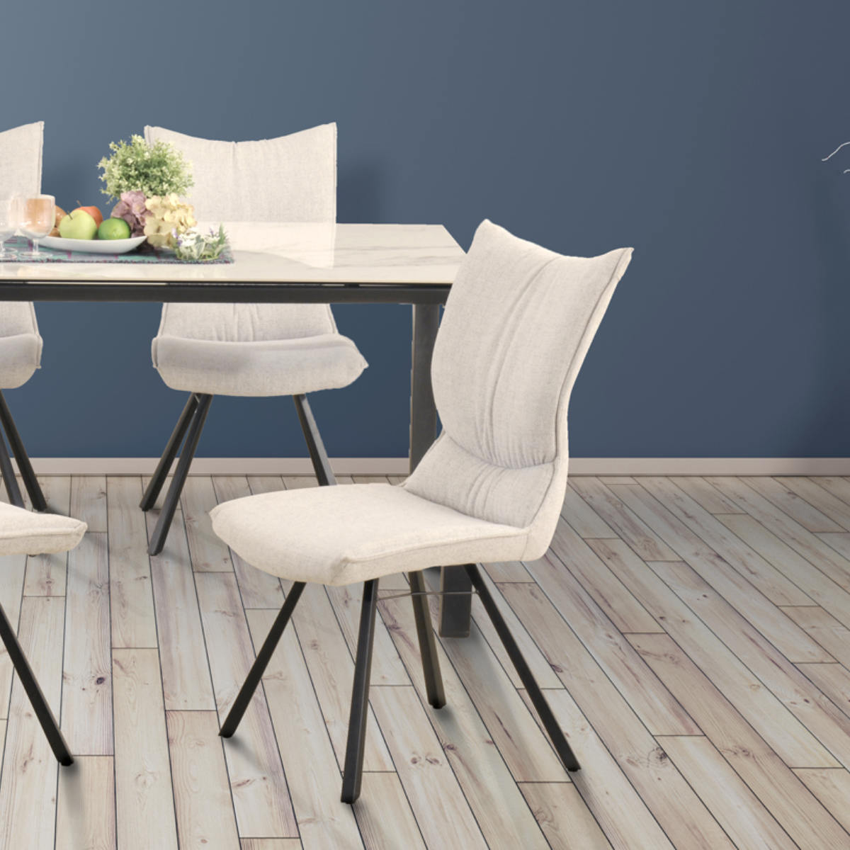 ダイニングチェア 座面高44cm ファブリック スチール脚 （ 開梱設置