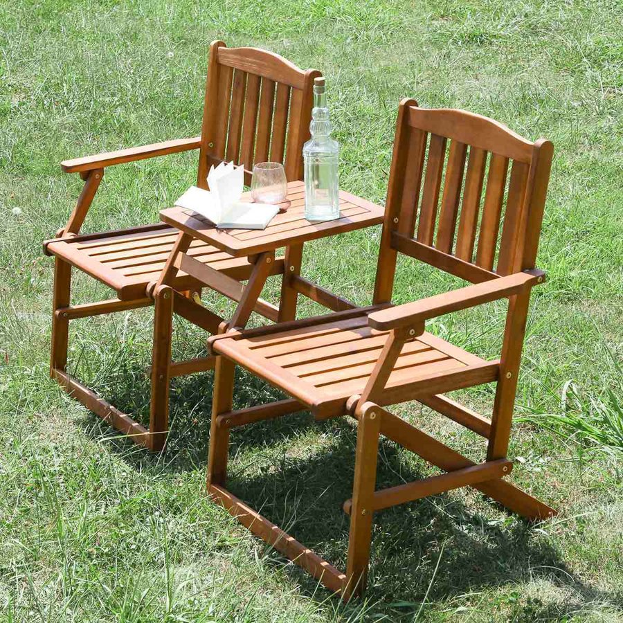 ガーデンチェア フォールディング ラブベンチ 天然木 （ ベンチ 2連