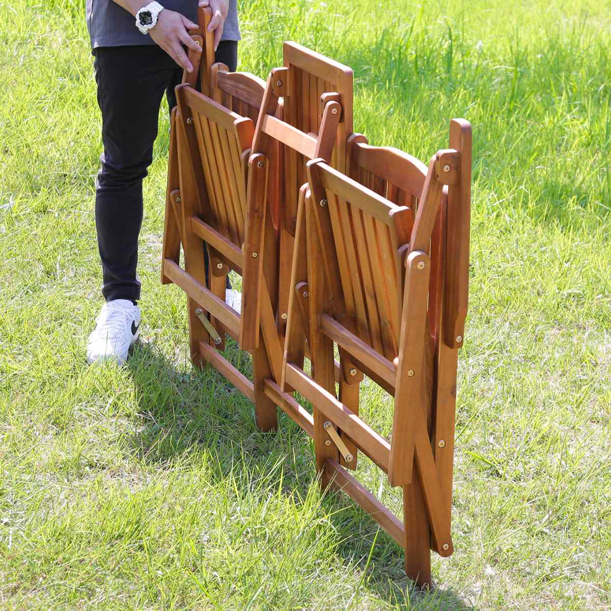 ガーデンチェア フォールディング ラブベンチ 天然木 （ ベンチ 2連