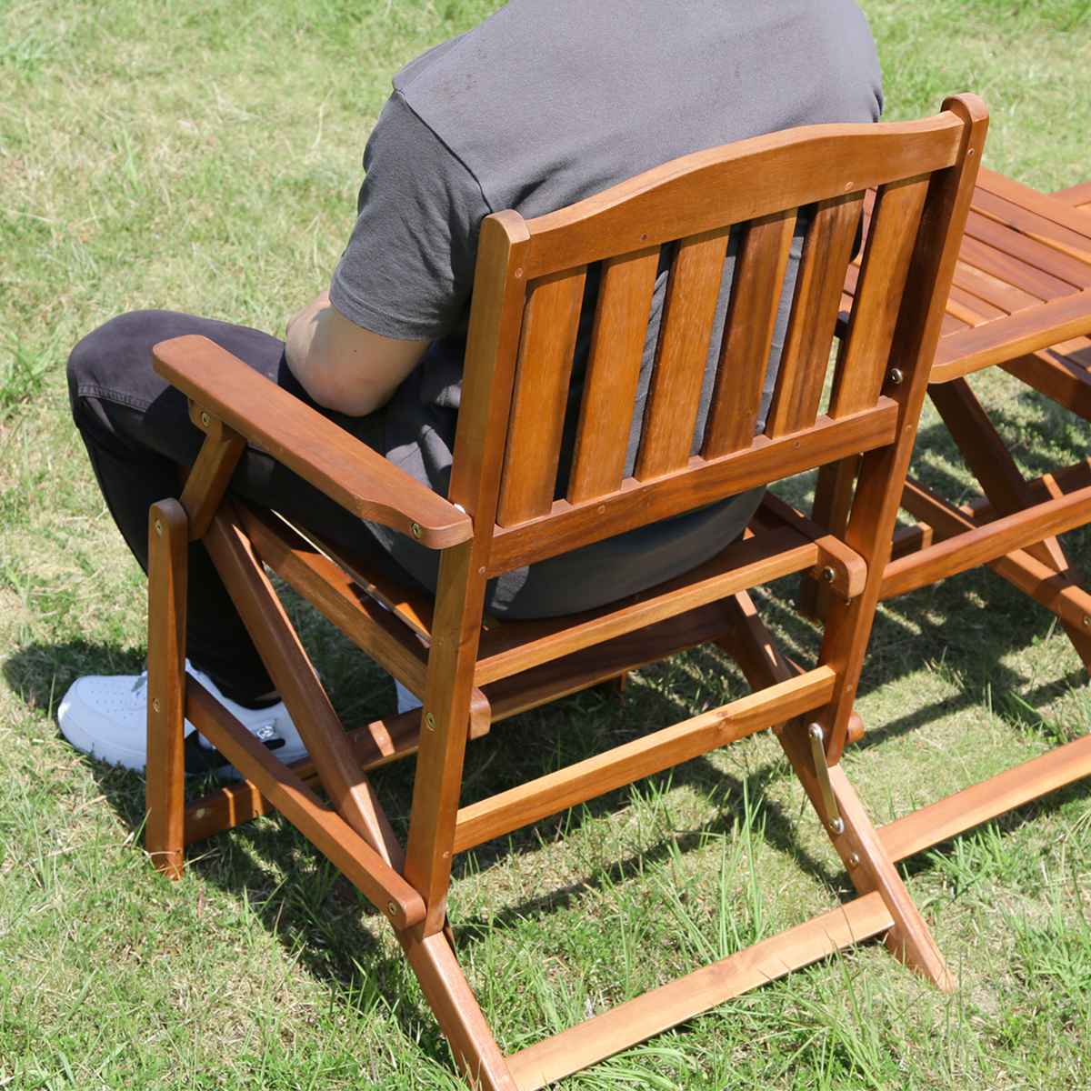 ガーデンチェア フォールディング ラブベンチ 天然木 （ ベンチ 2連