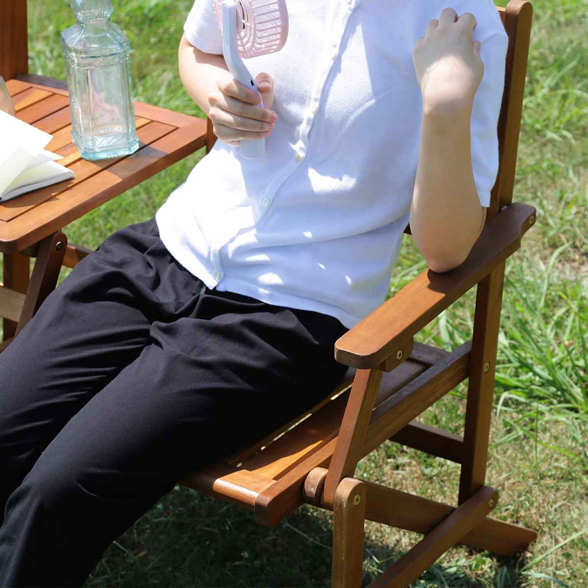 ガーデンチェア フォールディング ラブベンチ 天然木 （ ベンチ 2連