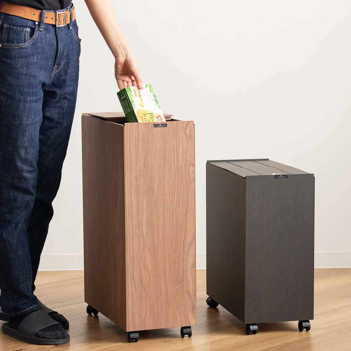 ゴミ箱 30L BOSK 木製 （ ごみ箱 30リットル 木目 ふた付き スリム 幅