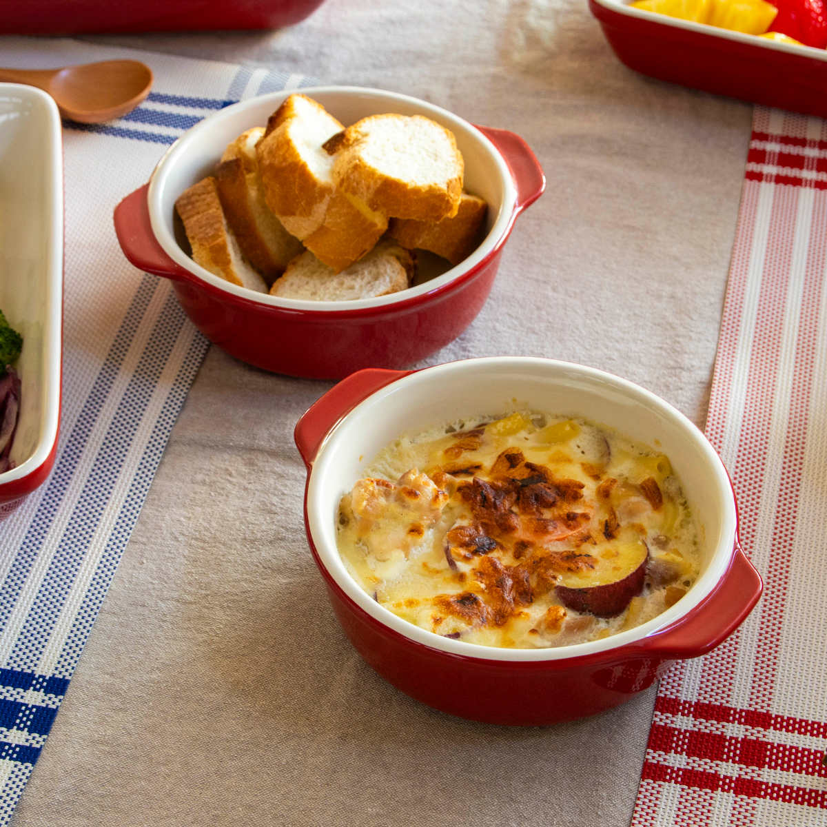 パール金属 グラタン皿 15cm 丸型 深型 陶磁器 （ 電子レンジ対応