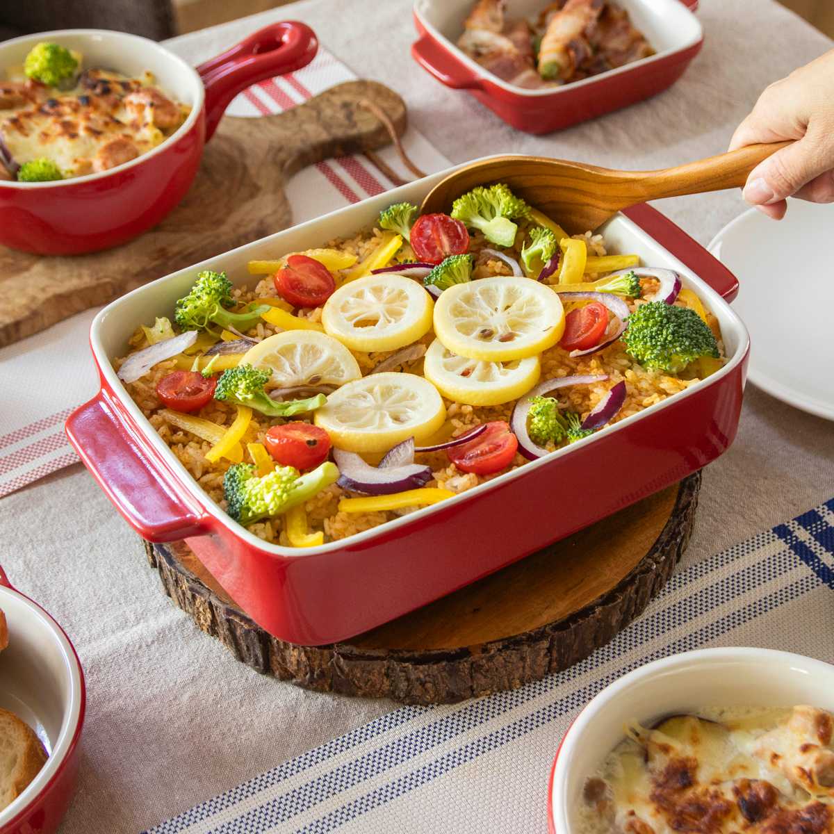 パール金属 グラタン皿 24cm 長方形 深型 陶磁器 （ 電子レンジ対応