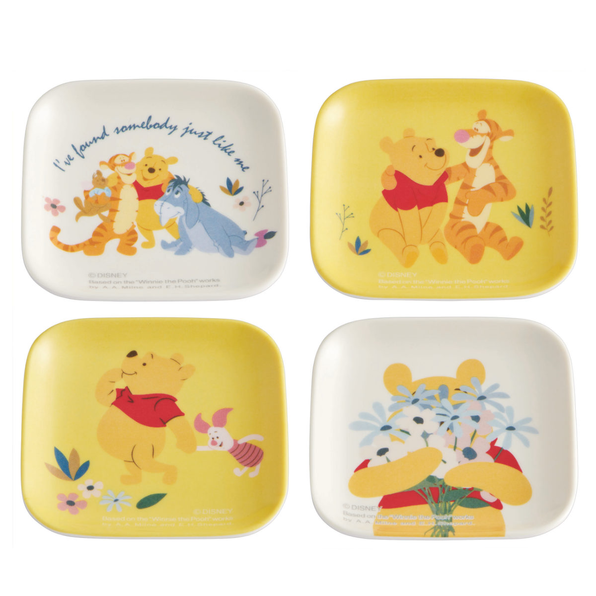 Disney（ディズニー） 小皿 8cm 4枚入り 角皿 くまのプーさん