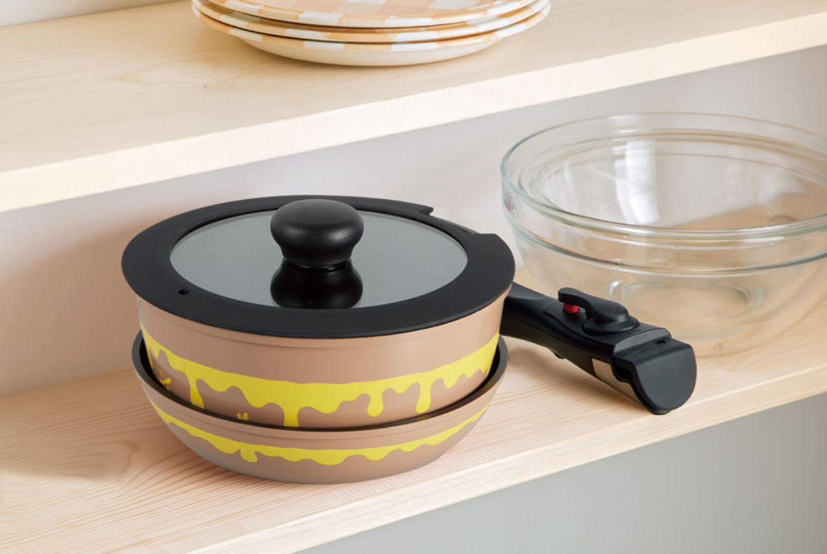 スケーター 取っ手が外れる鍋＆フライパン 2点セット IH対応 くまの