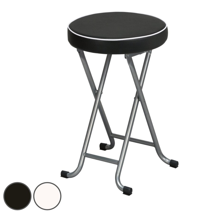 折りたたみ椅子 高さ48cm レザー調 クッション （ スツール 折り畳み椅子 デスクチェア ダイニングチェア 丸椅子 ）