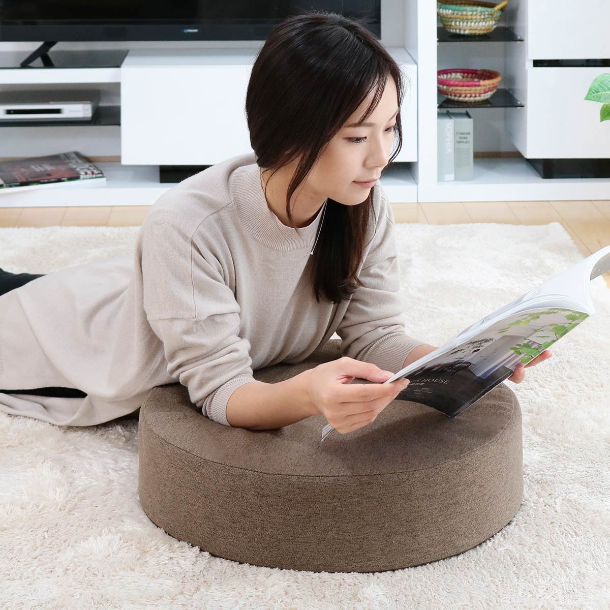 フロアクッション 直径50cm 円形 低反発 高反発 （ フロアチェア 座椅