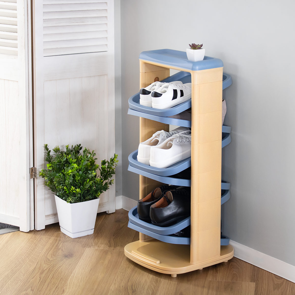 伊勢藤 シューズラック ソルダー 6段 回転 省 スペース （ 下駄箱 靴