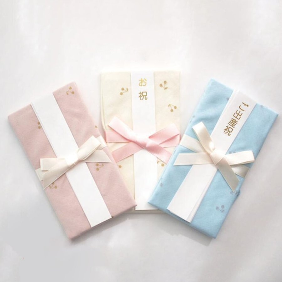 ご祝儀袋 Lien de famille ラメチェリー柄 スタイ 出産祝い （ 御祝儀