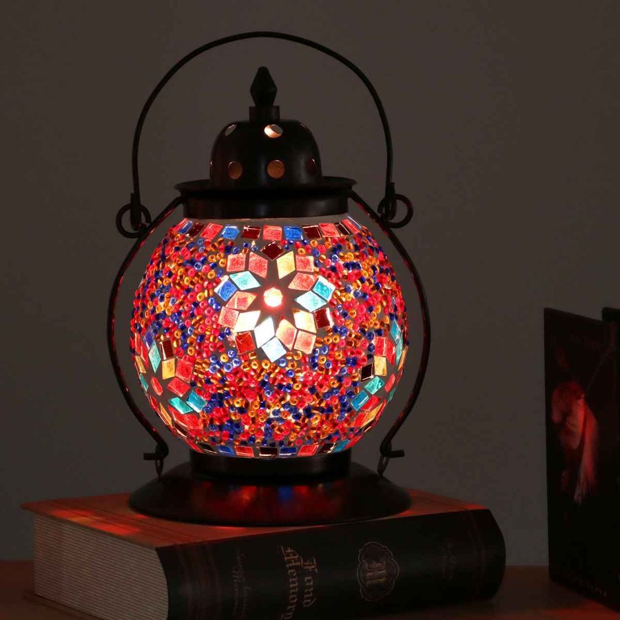 テーブルライト モザイクランプ ミフリマ ランタン型 （ 照明 間接照明 ライト デスクライト インテリアライト ランタン 卓上 北欧 トルコ アンティーク ）