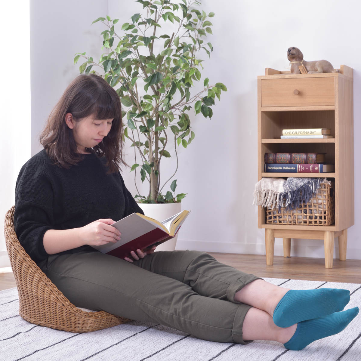 東谷 籐 フロアチェア クッション付 幅53cm （ 座椅子 一人掛け 1人