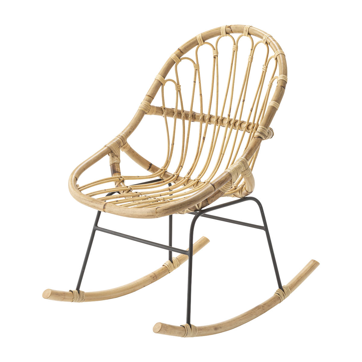 東谷 籐 ロッキングチェア アイアン脚 幅47cm （ ラタン製 チェア 椅子