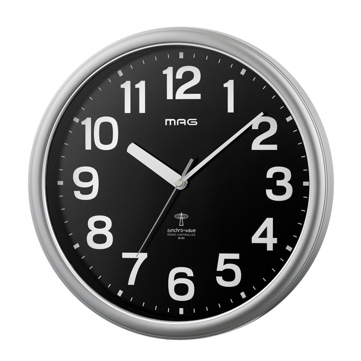 黒い掛時計　IN HOUCE ノア精密 掛け時計 MAG 電波 ナオス アナログ （ 電波時計 壁掛け時計