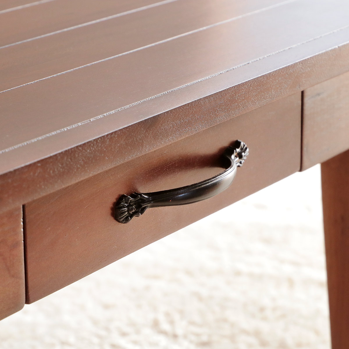 センターテーブル マホガニー天然木 引出し付 幅60cm （ ローテーブル