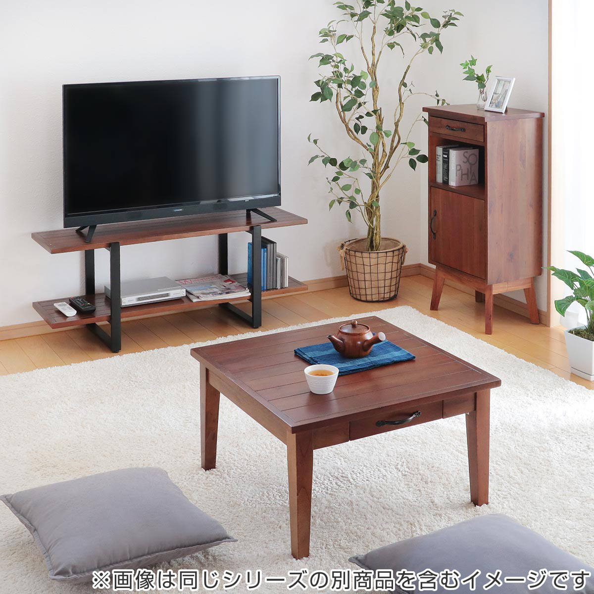 電話台 マホガニー天然木 幅42cm （ 電話 ファックス台 収納棚 収納