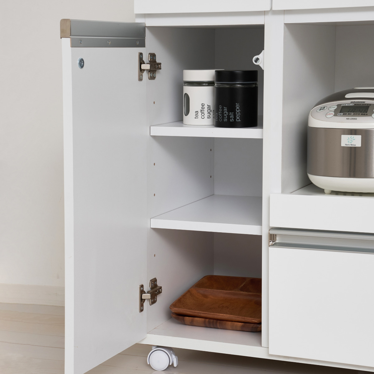 ホワイト キッチンカウンター 2口コンセント付き colorfulbox_386618