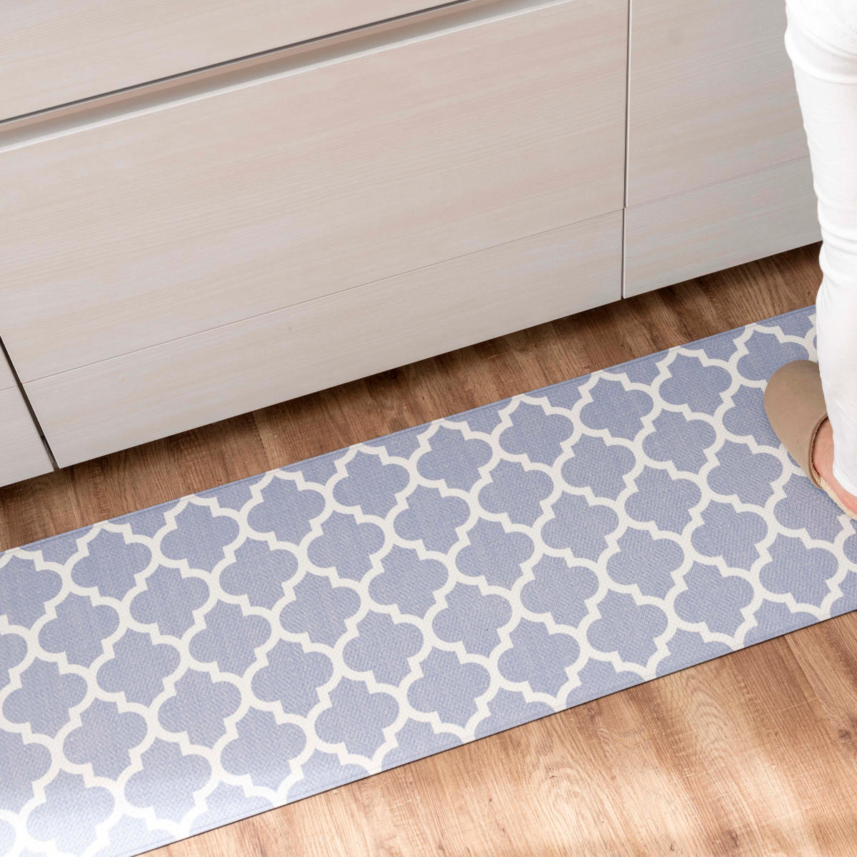 オカ キッチンマット 拭ける PVC モロッカングレー 45×240cm （ 45cm