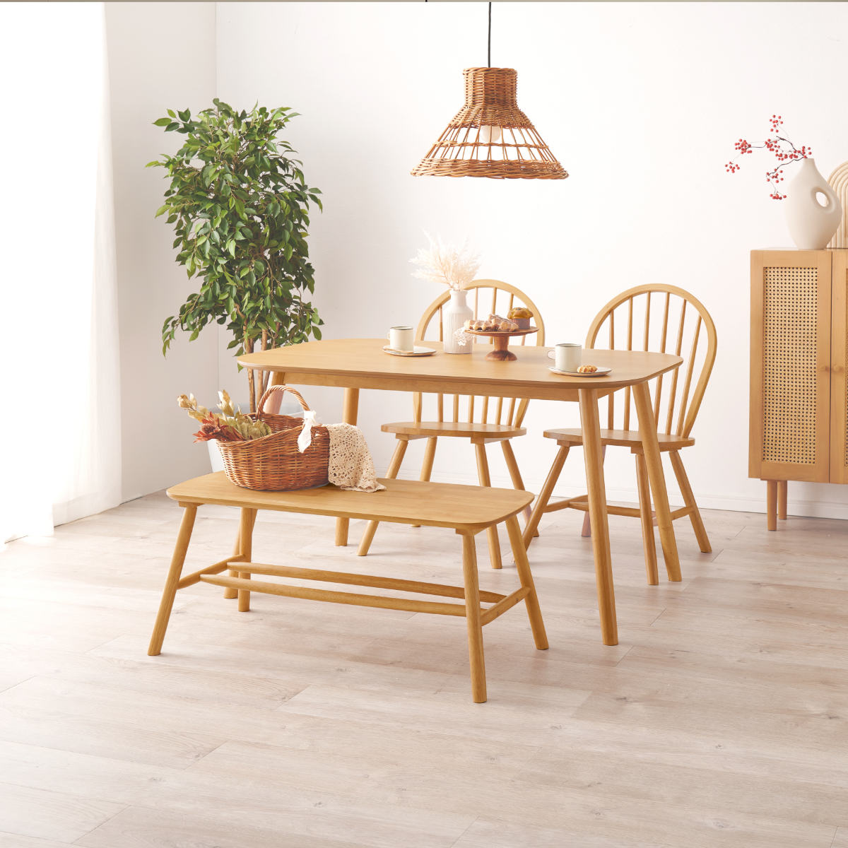 HAGiHARA（萩原） ダイニングテーブルセット 4人掛け 4点セット