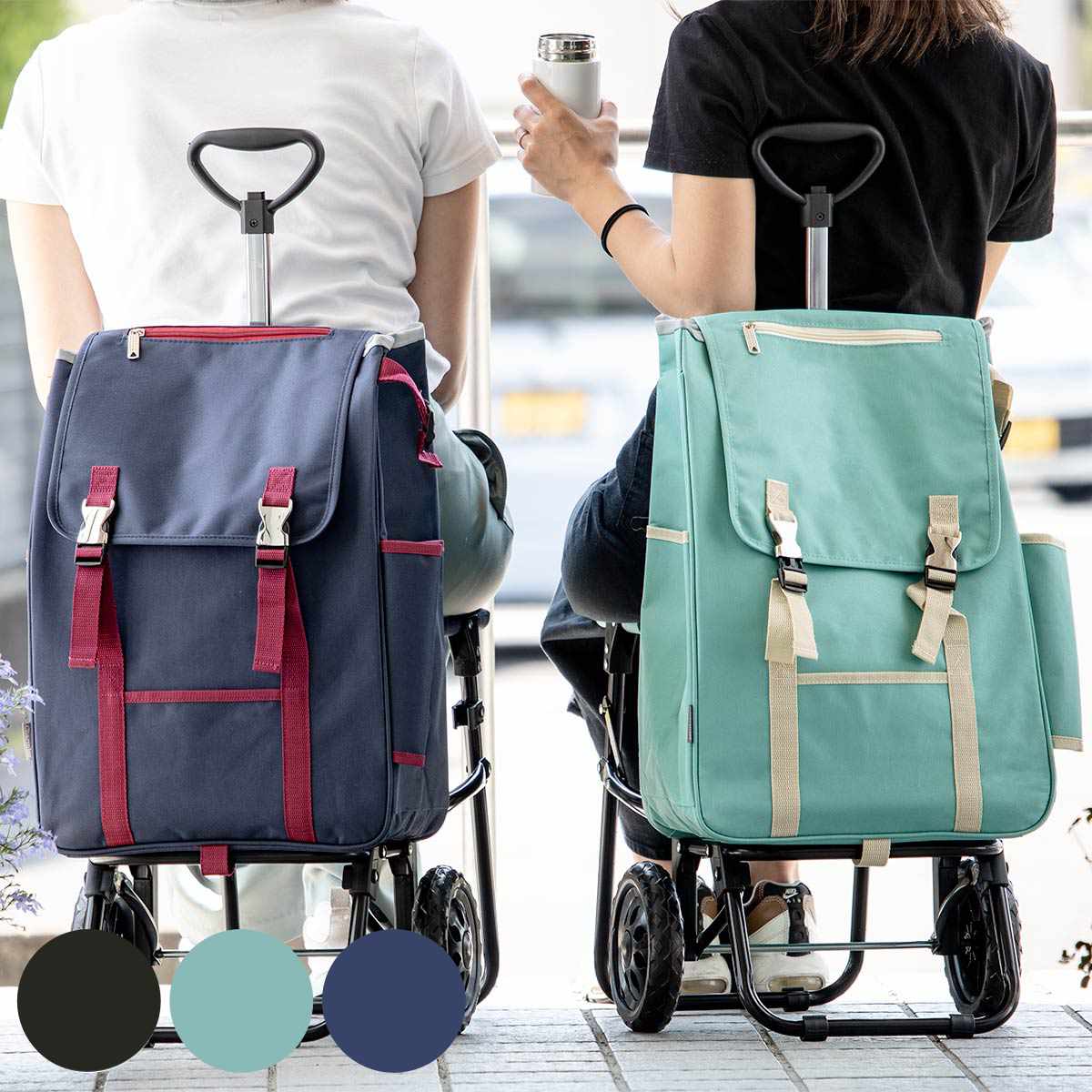 ショッピングカート CHARMISS 椅子付き 折りたたみ 大容量 軽量 （ キャリーカート 買い物カート 2輪 カート ）