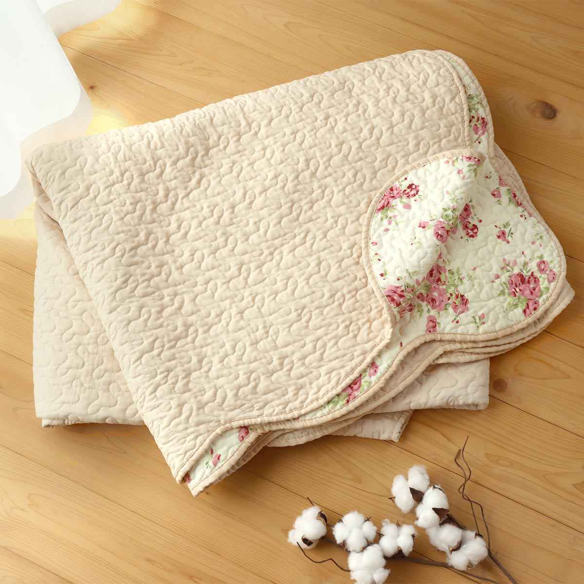 マルチカバー マルチカバー 花柄ウォッシュキルトマルチカバー 190×240cm （ 長方形