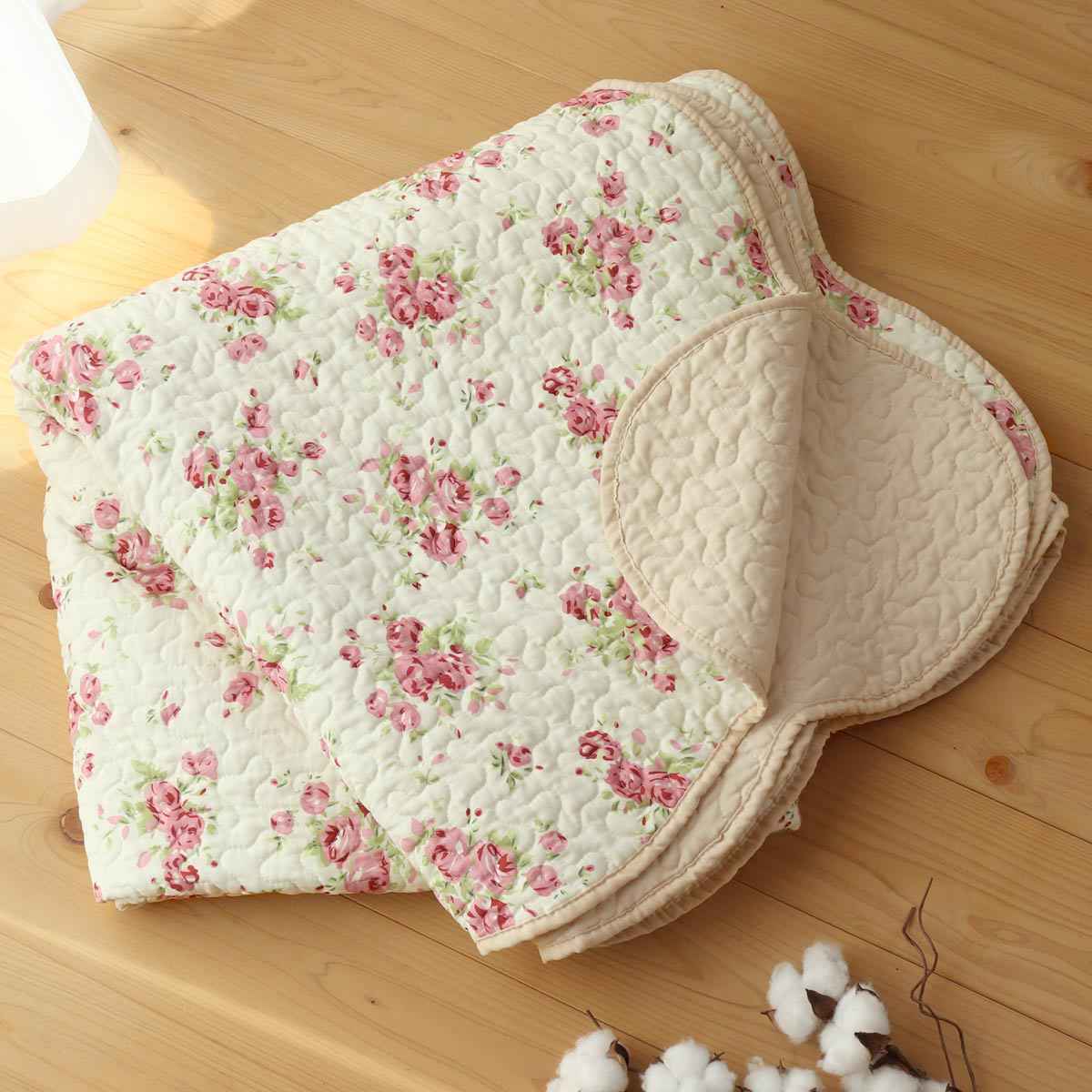 マルチカバー 花柄ウォッシュキルトマルチカバー 190×240cm （ 長方形
