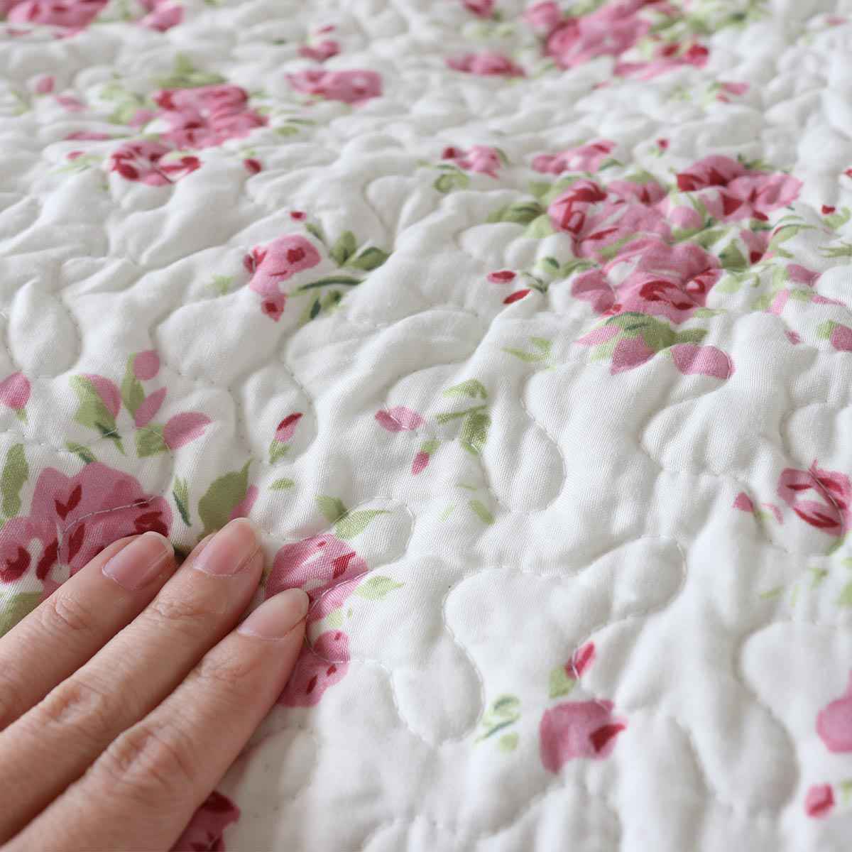 マルチカバー 花柄ウォッシュキルトマルチカバー 190×240cm （ 長方形