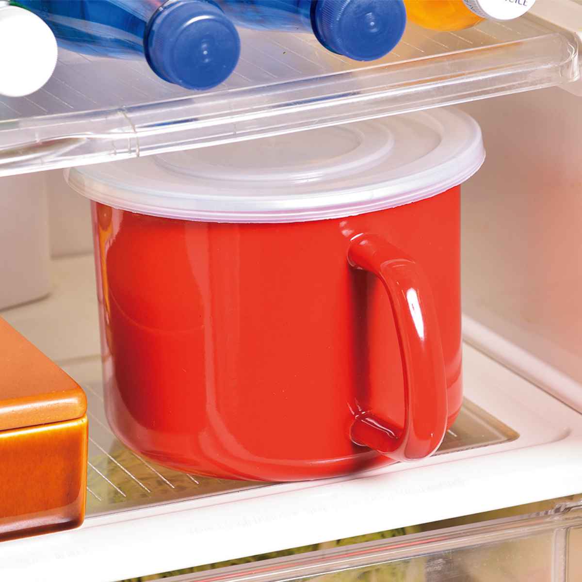 パール金属 深型クックポット 14cm IH対応 ホーロー製 ガラス蓋付き