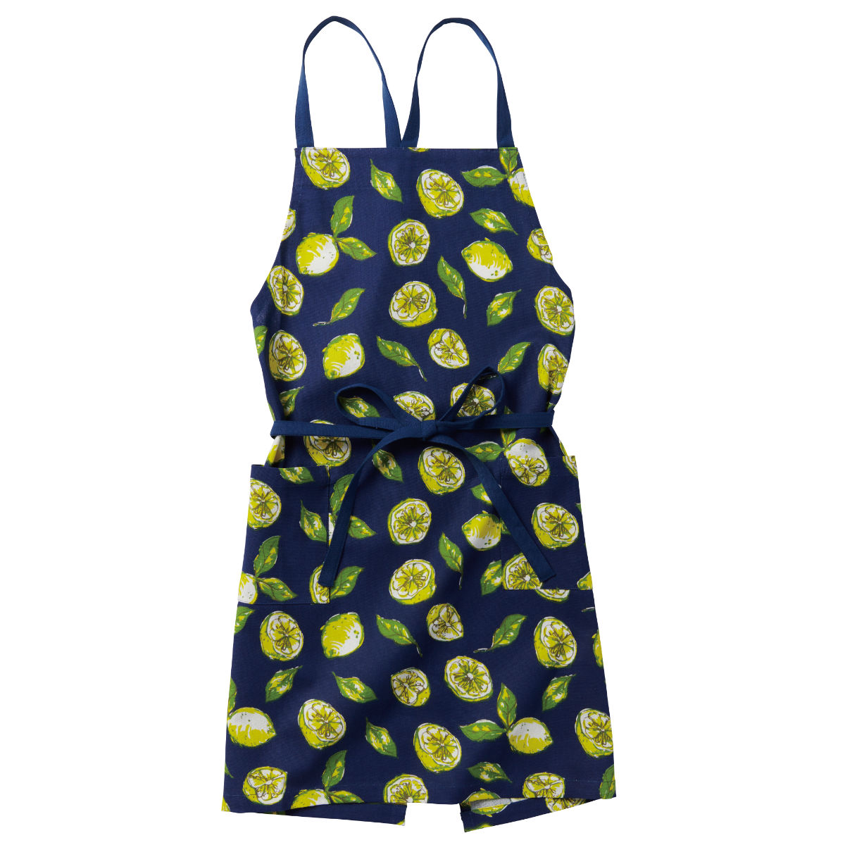 エプロン 綿100％ ポケット付き レモン柄 アグリューム （ キッチン
