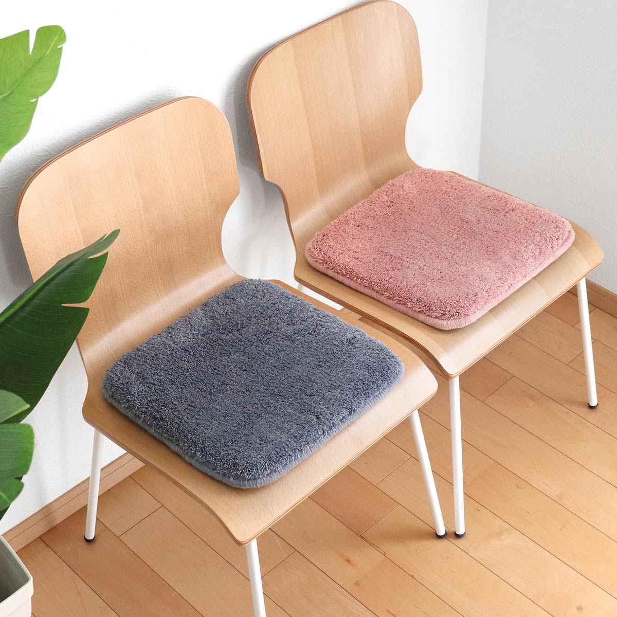 ＆NE チェアパッド 低反発シャギーチェアパッド Pale 四角 （ 35×35cm