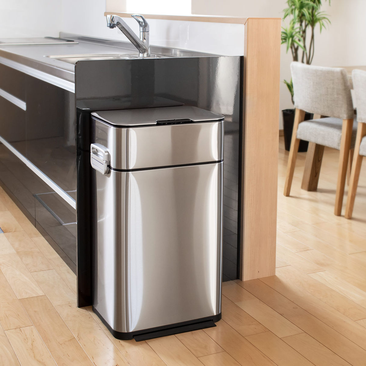 小森樹脂 ゴミ箱 58L HOALU ステンレス （ ごみ箱 ダストボックス