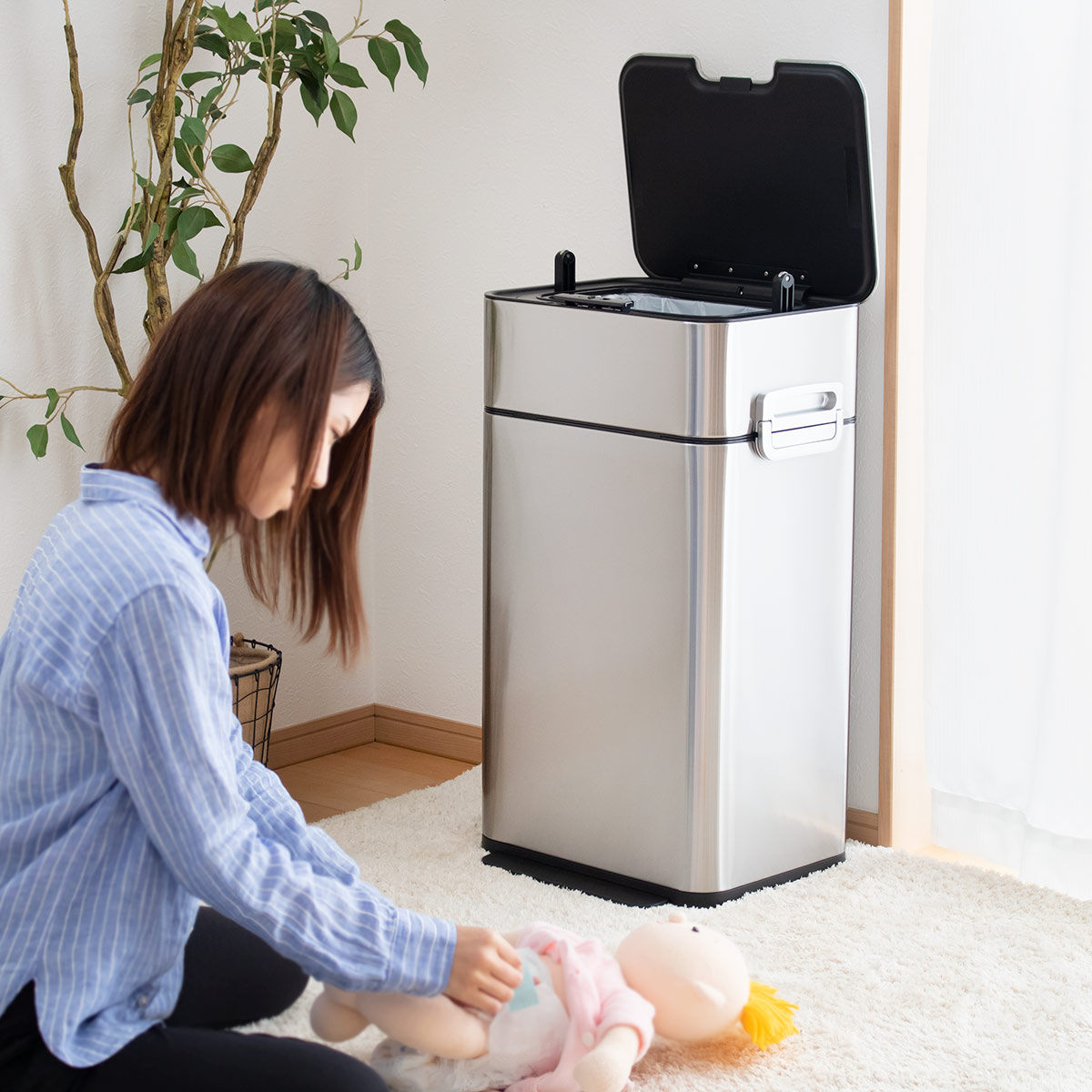 小森樹脂 ゴミ箱 58L HOALU ステンレス （ ごみ箱 ダストボックス