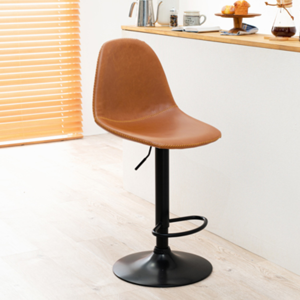 HAGiHARA（萩原） カウンターチェア 座面高58〜79cm レザー調 高さ調整