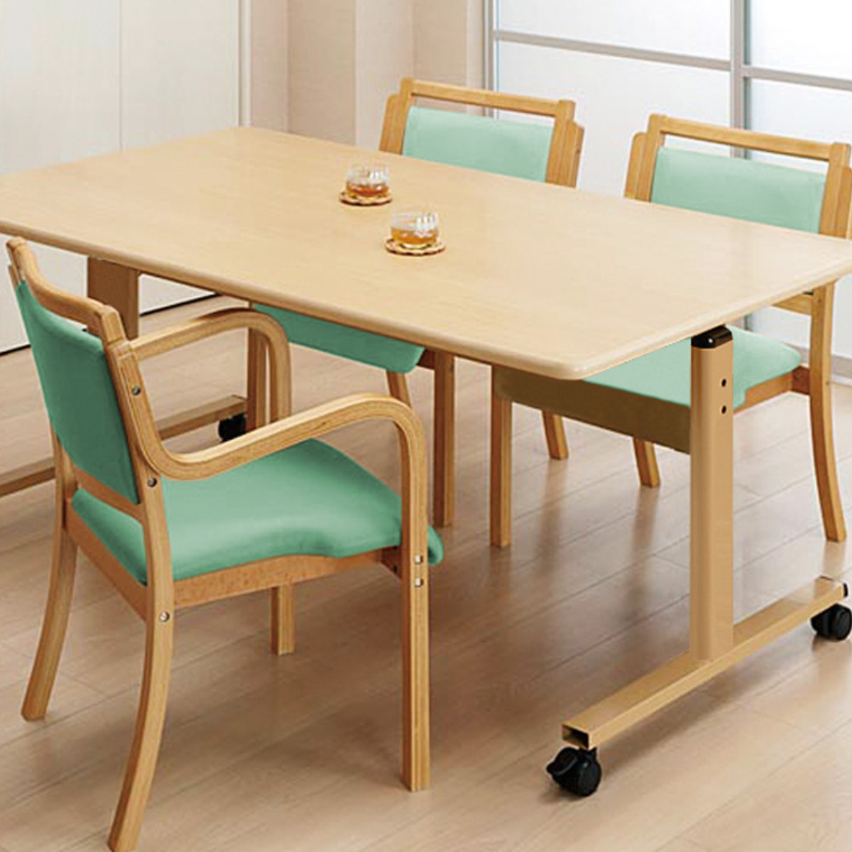 チェア 3脚セット 座面高42cm カルモ 木製 肘掛け スタッキング