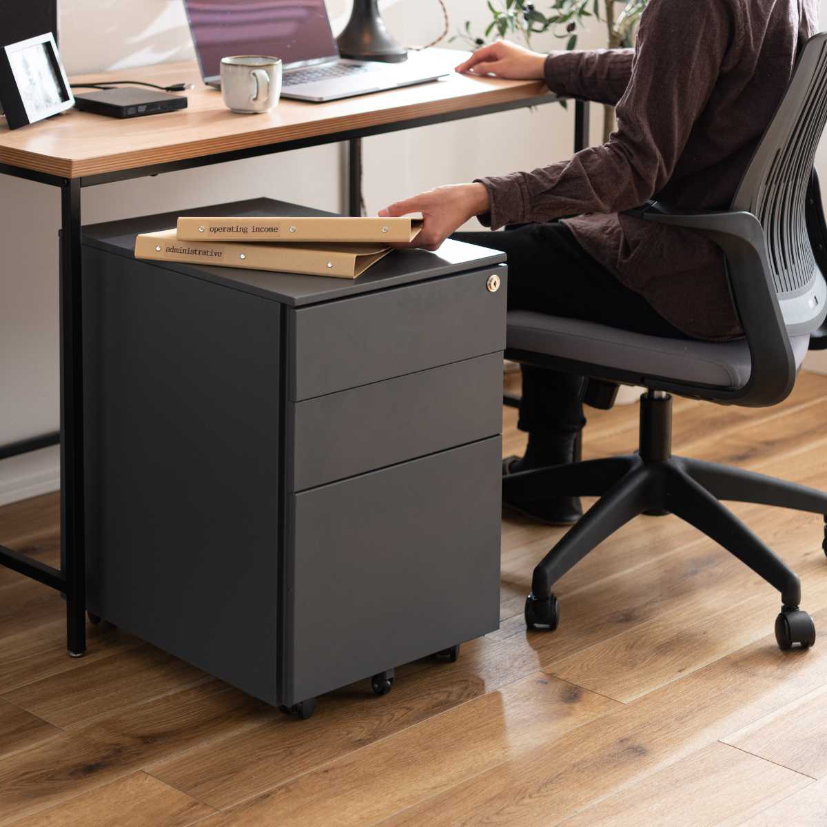 東谷 デスクワゴン 幅39cm 収納 キャスター スチール （ サイドワゴン