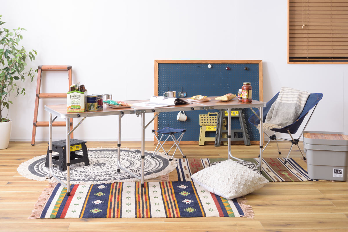 東谷 アウトドアテーブル 奥行60cm 高さ3段階調節 フォールディング